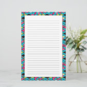 Papeterie Turquoise et motif rose de cube (Debout devant)
