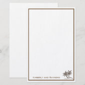 Papeterie Twin Palm Trees Tropical Brown Personnalisé (Devant / Derrière)