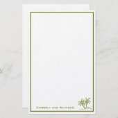 Papeterie Twin Palm Trees Tropical Green Personnalisé (Devant / Derrière)