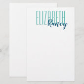 Papeterie Type de Gras simple Aqua Blue (Devant / Derrière)