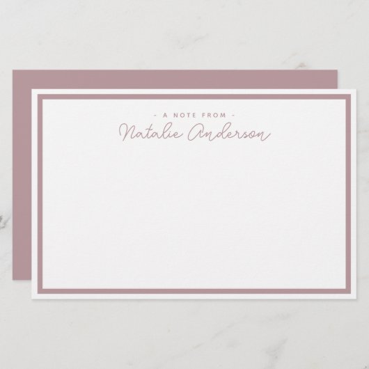 Papeterie Typographie minimale Décontracté Script Pastel Ros (Devant / Derrière)