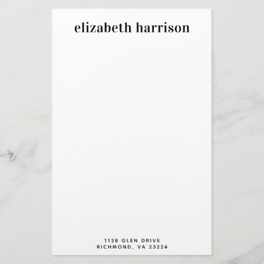 Papeterie Typographie moderne minimale Nom Adresse de retour (Devant)