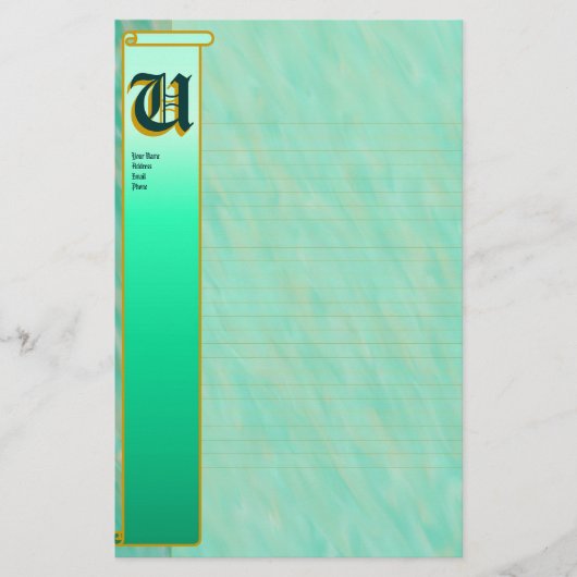 Papeterie U "Vent Turquoise" initial fin lié (Devant)