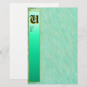 Papeterie U "Vent Turquoise" initial fin lié (Devant / Derrière)