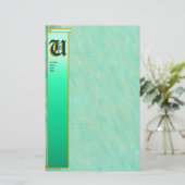 Papeterie U "Vent Turquoise" initial fin lié (Debout devant)