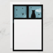 Papeterie Un chat Noir regarde la fenêtre du ciel (Devant / Derrière)