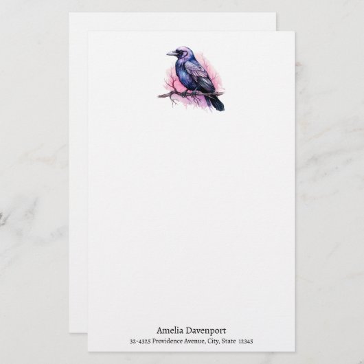 Papeterie Un Corbeau noir sur une branche (Devant / Derrière)