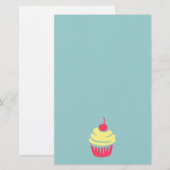 Papeterie Un cupcake de rose et de jaune avec Cherry On Top (Devant / Derrière)