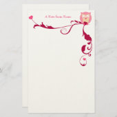 Papeterie Un hibou avec des coeurs, une note du nom (Devant / Derrière)