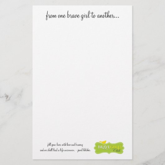 Papeterie Une fille courageuse à l'autre stationnaires (Devant)