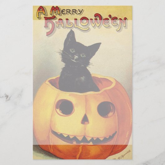 Papeterie Une joyeuse Halloween par Ellen Clapsaddle, Chat V (Devant)