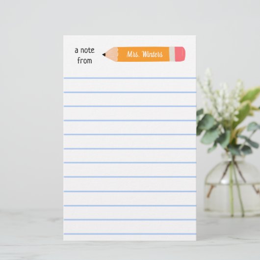 Papeterie Une note du crayon jaune... enseigne le cadeau (Debout devant)