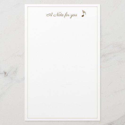 Papeterie Une Note Pour Vous Musique Note Métallo Or (Devant)