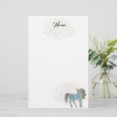 Papeterie Unicorne bleue et étoiles (Debout devant)