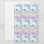 Papeterie Unicornes aquarelle (Devant / Derrière)