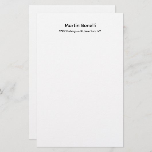 Papeterie Unique Classique Simple Noir Blanc (Devant / Derrière)