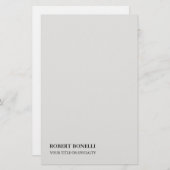 Papeterie Unique Moderne Gris Platine Minimaliste (Devant / Derrière)