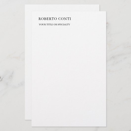 Papeterie Unique Moderne Minimaliste Simple (Devant / Derrière)