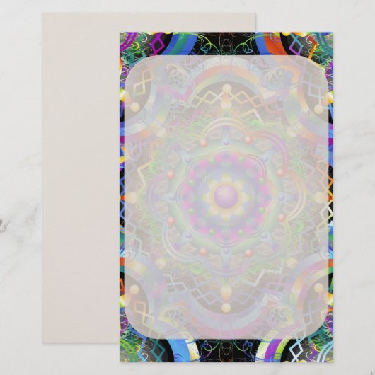Papeterie Univers Mandala Couleurs Psychédéliques (Devant / Derrière)