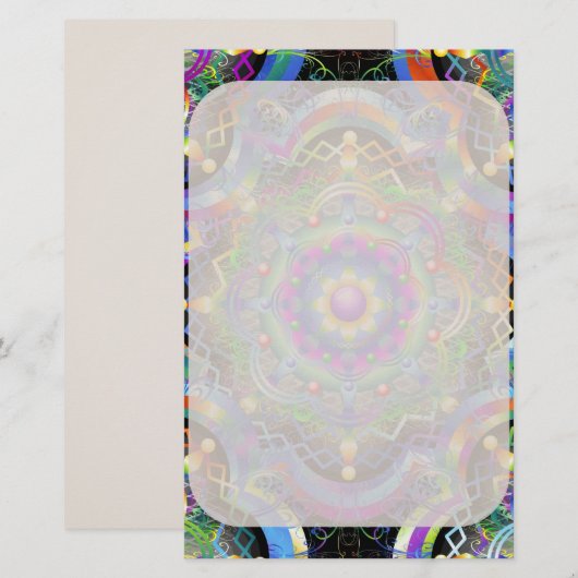 Papeterie Univers Mandala Couleurs Psychédéliques (Devant / Derrière)