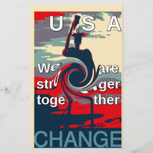 Papeterie USA Change : Un design uni plus fort (Devant)