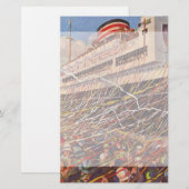 Papeterie Vacances en bateau de croisière vintage; Bon Voyag (Devant / Derrière)