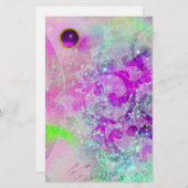 Papeterie VAGUES ABSTRAITES Bleu Turquoise, Pierre violet ro (Devant / Derrière)