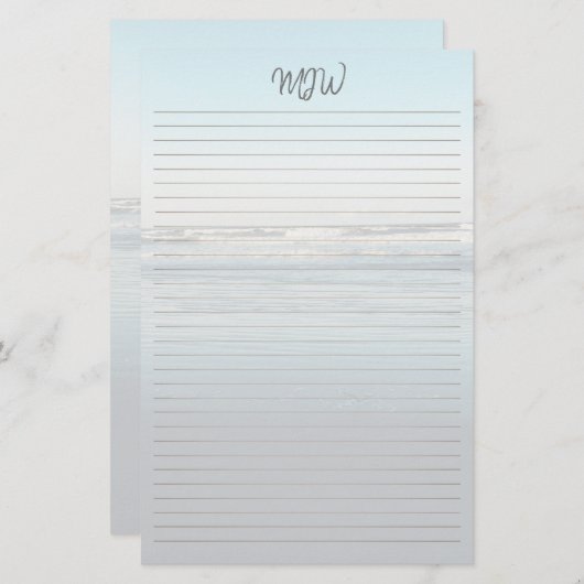 Papeterie Vagues roulantes dans du papier d'écriture monogra (Devant / Derrière)