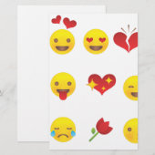 Papeterie Valentine Emojis (Devant / Derrière)