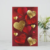 Papeterie Valentines dorées et rouges (Debout devant)