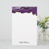 Papeterie Velvet Purple Gold Agate Géode Typographie de scri (Debout devant)