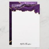 Papeterie Velvet Purple Gold Agate Géode Typographie de scri (Devant / Derrière)