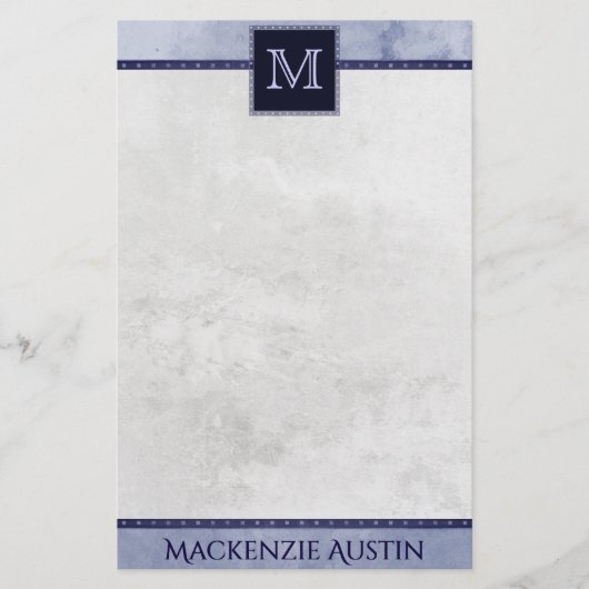 Papeterie Velvety Indigo Damask | Grunge Baroque de minuit (Devant)