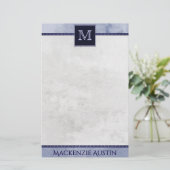 Papeterie Velvety Indigo Damask | Grunge Baroque de minuit (Debout devant)