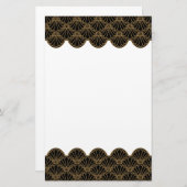 Papeterie Ventilateur Art déco noir et or Motif (Devant / Derrière)