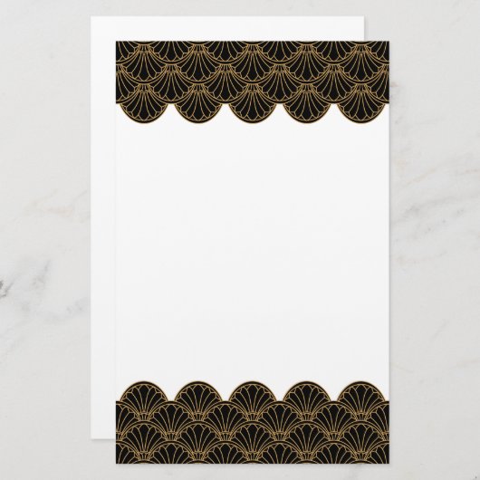 Papeterie Ventilateur Art déco noir et or Motif (Devant / Derrière)