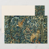 Papeterie VERDURE, FOREST ANIMALS Fox, Pheasant, Vert Floral (Devant / Derrière)