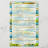 Papeterie Vert abstrait d'aquarelle, bleu (Devant)