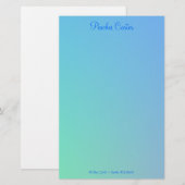 Papeterie Vert Aqua Bleu Ombre Doux (Devant / Derrière)