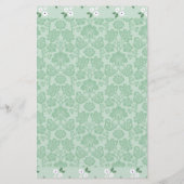 Papeterie Vert Blanc Floral Damask Simple Moderne (Dos)