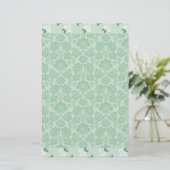 Papeterie Vert Blanc Floral Damask Simple Moderne (Debout devant)