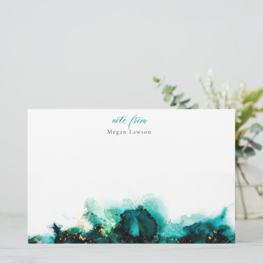 Papeterie Vert encre moderne - Une note de design (Debout devant)