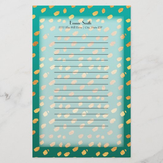 Papeterie Vert et or personnalisé avec translucide (Devant)