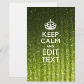 Papeterie Vert Glamour Gardez Votre Texte Calme (Devant / Derrière)