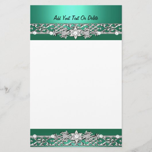 Papeterie Vert Jade Argent Diamant Image (Devant)