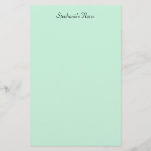 Papeterie Vert Menthe Monogramme Nom Couleur Personnalisée É