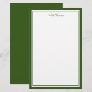 Papeterie Vert mousse Deux Monogramme Bordure épaisse et fin