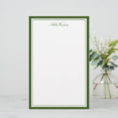 Papeterie Vert mousse Deux Monogramme Bordure épaisse et fin (Debout devant)