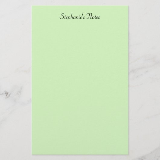 Papeterie Vert pastel clair monogramme nom couleur personnal (Devant)