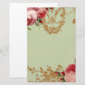 Papeterie Vert sauge élégant de Blenheim Rose - personnel (Devant / Derrière)